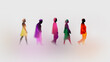 © master1305 - People silhouettes walking in colorful blur gradient light effect. Visual for urban lifestyle, social themes, diversity campaigns and modern advertising design.