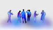 © master1305 - Business silhouettes with colorful blur gradient effect showing modern work activity and professional collaboration. Suitable for corporate advertising, startup branding and presentations.
