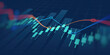 © iamchamp - financial chart with uptrend line candlestick graph in stock market on blue color background