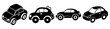© Creative design - Four vintage black cars in line illustration minimalist retro transportation design vector artwork classic auto collection