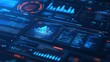 © Maham - Digital data dashboard displaying various graphs, charts, and metrics for analysis, visualization, and monitoring in a futuristic user interface concept with vibrant blue and orange glowing elements.