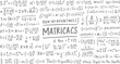 © Pixel Park - Hand drawn mathematical equations and formulas with the word M A T R I C A C S in large grey letters