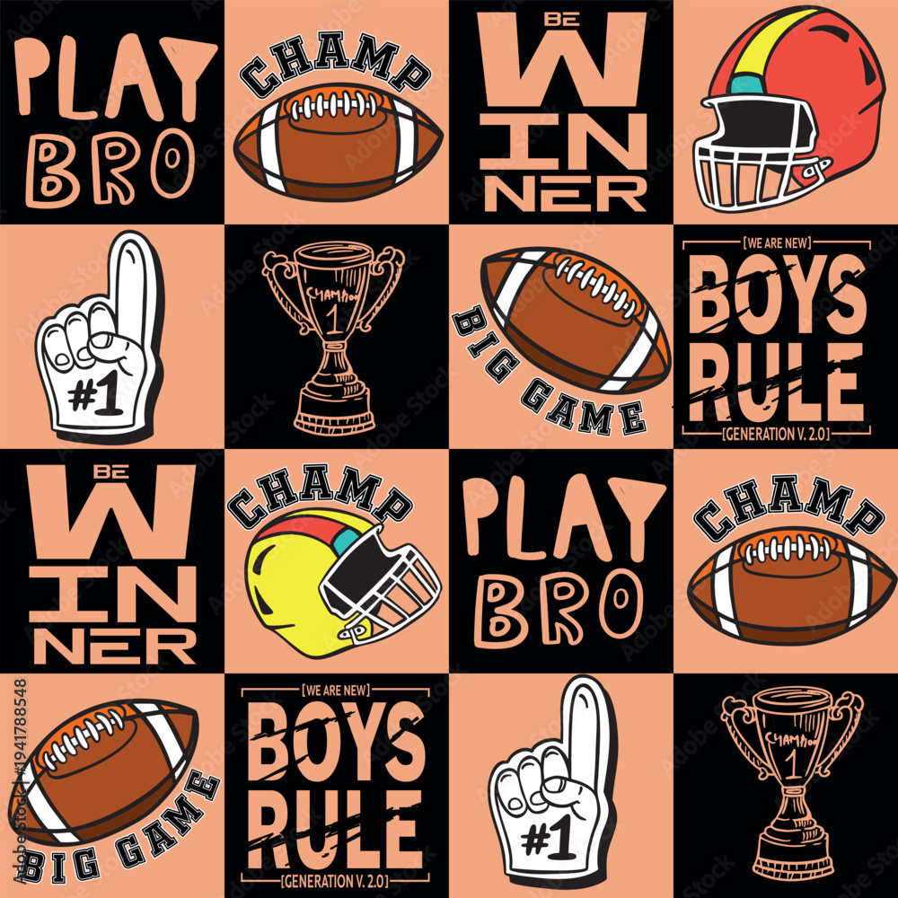 Abstract Pattern American Football American football pattern. Abstract background with balls and helmet ...