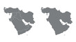 © Anung - Map of the Middle East and Western Asia Silhouettes with Country Borders and Solid Outline, Gray Minimalist Infographic Elements Isolated on White Background