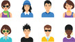 © MstSuborna - Modern People Avatar Icon Set Featuring Diverse Men and Women Face Characters for User Profiles, Social Media Accounts, Community Members, and Flat Illustration Design.