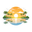 © Abdianur - Sunset over tropical island with palm trees and water reflection