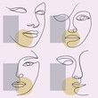 © Bappaditya Roy - Minimalist Handdrawn Faces Pattern: Abstract Line Art Portraits for Modern Interior Design and Artistic Backgrounds, Elegant Aesthetic