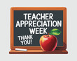 © MD ABDUL MATIN - Teacher Appreciation Week, chalk, blackboard, apple, Thank you!