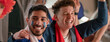 © Halfpoint - Excited football fans supproting French national team in live soccer match at stadium.