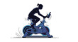 © Saad vector - Vector illustration of woman riding exercise bike