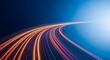 © florynstudio3 - Nighttime long exposure of vehicle trails on an elevated roadway with blue and orange streaks