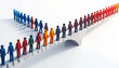 © kasdu - Colorful human figurines on diverging paths illustrating choice and decision