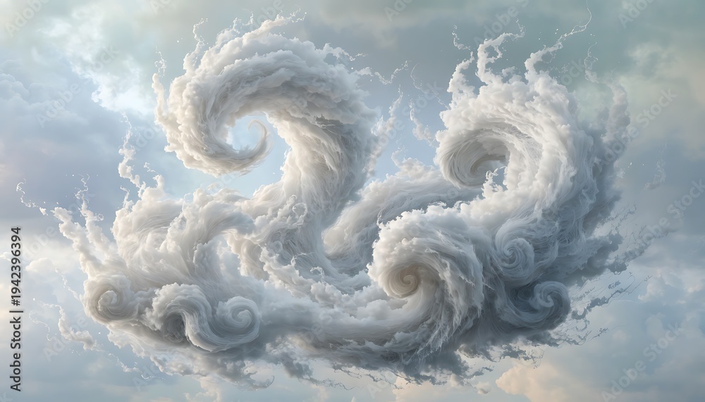 Dramatic swirling storm clouds forming abstract wave patterns in moody ...