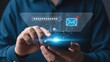 © Creative - Man using smartphone for secure email login with password input and notification