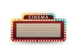 © Crazy - Illuminated vintage cinema marquee with empty sign for text and lightbulbs border