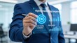 © DDavid - Business executive targeting digital marketing goals with virtual dashboard interface,data analytics charts and social media performance metrics in corporate strategy planning