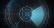 © vectorfusionart - Vertical video: Scanning radar HUD on signal on navy grid, crosshair and sweep wedge tracking blips