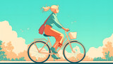 flat sketch doodle simple person riding a bike