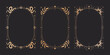 © klyaksun - Mystical tarot card frames set with celestial moon and stars isolated on black background. Vector illustration of vintage golden border with sun and snake ornaments, esoteric symbols, spiritual design