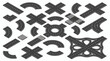 © naufal - Isometric road elements set with highway interchanges, roundabouts and intersections isolated on white, concept for urban planning, city map construction and traffic flow design