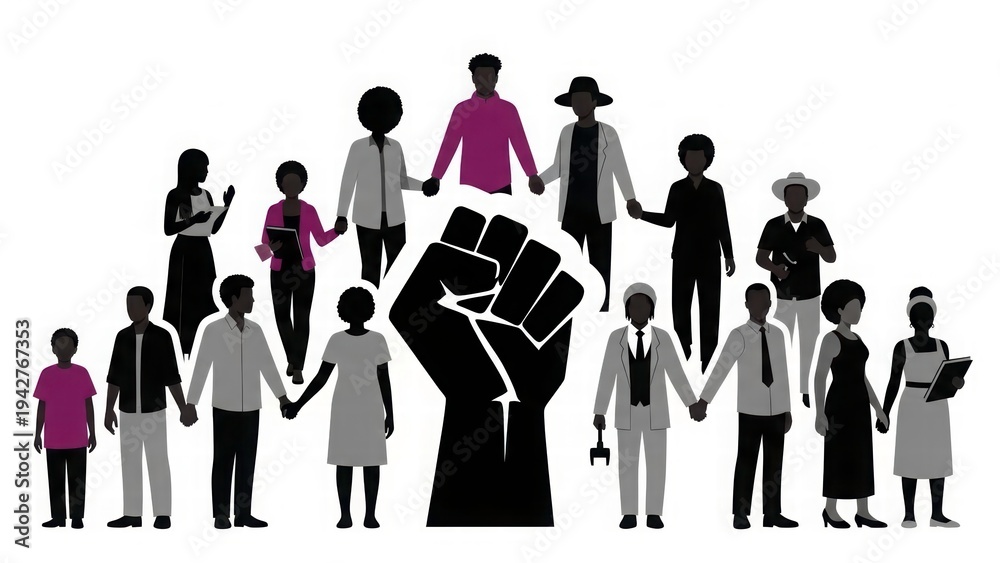 Stock-Illustration „United for Progress: A diverse assembly, hand-in ...