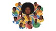© Bounpaseuth - Empowering Black Voices: A vibrant illustration showcasing a diverse group of African individuals, celebrating their strength, beauty, and cultural richness.