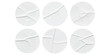 ©  creative  marlia - Six wrinkled white circular stickers isolated on a white background, perfect for graphic design mockups