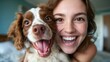 © svastix - An uplifting image capturing a joyful young woman smiling closely with her dog, illustrating the deep bond shared between pets and humans, celebrating love and companionship.