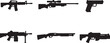 © mdsohrab - Modern Weapon Silhouette Set Rifle Sniper Pistol Shotgun Grenade Firearm Icons Vector