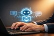 © Haseeb - AI Customer Support Chatbot Interface with Businessman Using Laptop for Artificial Intelligence Automation