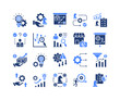 © Jefri - Business Strategy Icon Collection,  featuring Strategic Planning, Market Research, Competitor Analysis, Resource Allocation, Optimization, Adaptation, Disruption.