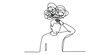 © Bilas - Single Line Art of Stressed Man with Tangled Thoughts