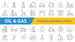 © NAAF STUDIO - This image displays a collection of forty linear icons related to the oil and gas industry including extraction and transport high quality professional detailed modern elegant