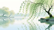© lin - Spring willow bank reflections on the water surface