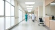 © CuteBee - A brightly illuminated, long hospital hallway with medical staff and patients moving through, highlighting the dynamic environment of a clinic.