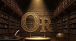 © Md - Opulent Ornate Letters OR on a Pedestal in a Luxurious Library Setting