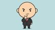 © Tukang - Bald Cartoon Man in Suit Thinking.