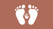 © SHARMIN - Rustic Terracotta Baby Footprints and Handprint Minimalist Graphic