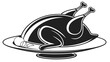© LAXMI - Vector illustration of roasted turkey or chicken on platter for thanksgiving or christmas dinner