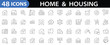 © Khairol - Set of 48 home and housing outline icons on white background