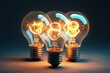 © juliars - Three incandescent light bulbs illuminating a dark background, representing creativity and inspiration