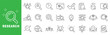 © tutti_frutti - Research icon set featuring data analysis, market investigation, scientific study, search tools, analytics reports, outline line icons with editable stroke vector.