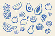 © Victoria - Fruit collection naive hand drawn vector illustration