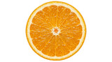 Close-up of a vibrant, juicy orange slice, showcasing its refreshing texture and bright citrus color against a clean white background, perfect for healthy eating concepts