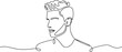 © MDROBIUL - man portrait. Hairstyle. Fashionable men's style. one line art icon drawing vector