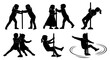 © ziga - Children playing with a pole: silhouettes of kids engaged in various activities around a vertical pole