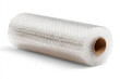 © halcon1 - Roll of transparent air bubble wrap isolated on a white background. Protective packaging material for shipping fragile items, moving house, and cushioning delicate products during transport