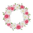 © Muhayminul - Elegant floral wreath made of pink and white roses and greenery