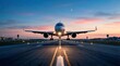 © Chandra - Cinematic Commercial Airplane on Airport Runway at Sunset with Dramatic Sky – Aviation Travel