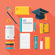 © Franky - Flat lay illustration of school and graduation related objects